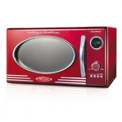 Nostalgia 0.9 cu. ft. 800 Watt Retro Microwave Oven, Retro Red