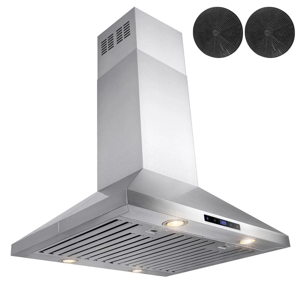 AKDY 30 in. Convertible Kitchen Island Mount Range Hood in Stainless Steel with Touch Control and Carbon Filter - Image 4