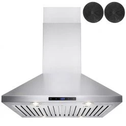 AKDY 30 in. Convertible Kitchen Island Mount Range Hood in Stainless Steel with Touch Control and Carbon Filter