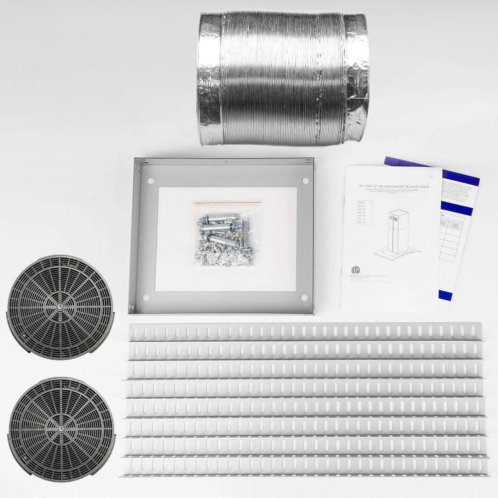 AKDY 30 in. Convertible Kitchen Island Mount Range Hood in Stainless Steel with Touch Control and Carbon Filter - Image 8