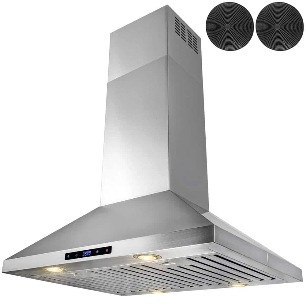 AKDY 30 in. Convertible Kitchen Island Mount Range Hood in Stainless Steel with Touch Control and Carbon Filter - Image 3
