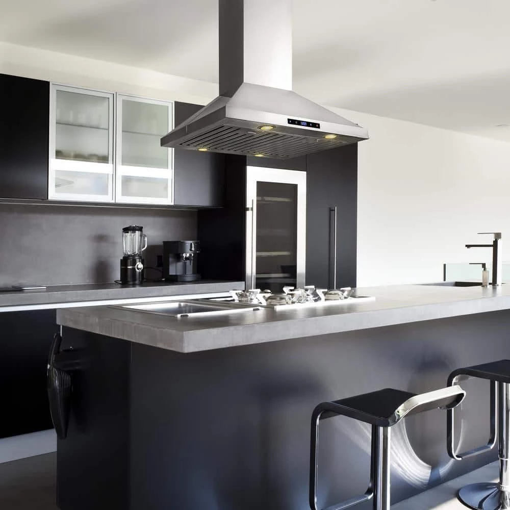 AKDY 30 in. Convertible Kitchen Island Mount Range Hood in Stainless Steel with Touch Control and Carbon Filter - Image 2