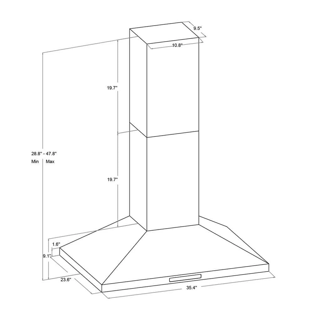 AKDY 36 in. Convertible Kitchen Island Mount Range Hood in Stainless Steel with Touch Control and Carbon Filter - Image 13