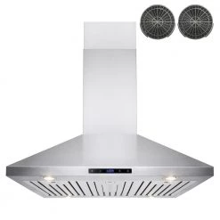 AKDY 36 in. Convertible Kitchen Island Mount Range Hood in Stainless Steel with Touch Control and Carbon Filter