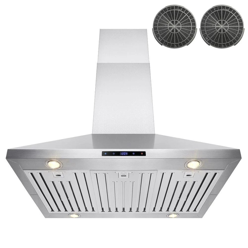 AKDY 36 in. Convertible Kitchen Island Mount Range Hood in Stainless Steel with Touch Control and Carbon Filter - Image 8