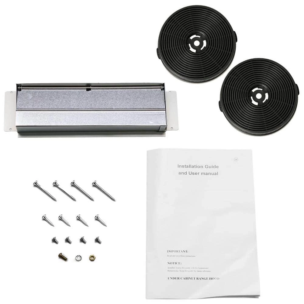 AKDY 36 in. 58 CFM Convertible Under Cabinet Range Hood in Brushed Stainless Steel with 2 Carbon Filters and Push Button - Image 6