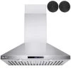 AKDY 30 in. Convertible Kitchen Wall Mount Range Hood in Stainless Steel with Touch Control and Carbon Filter
