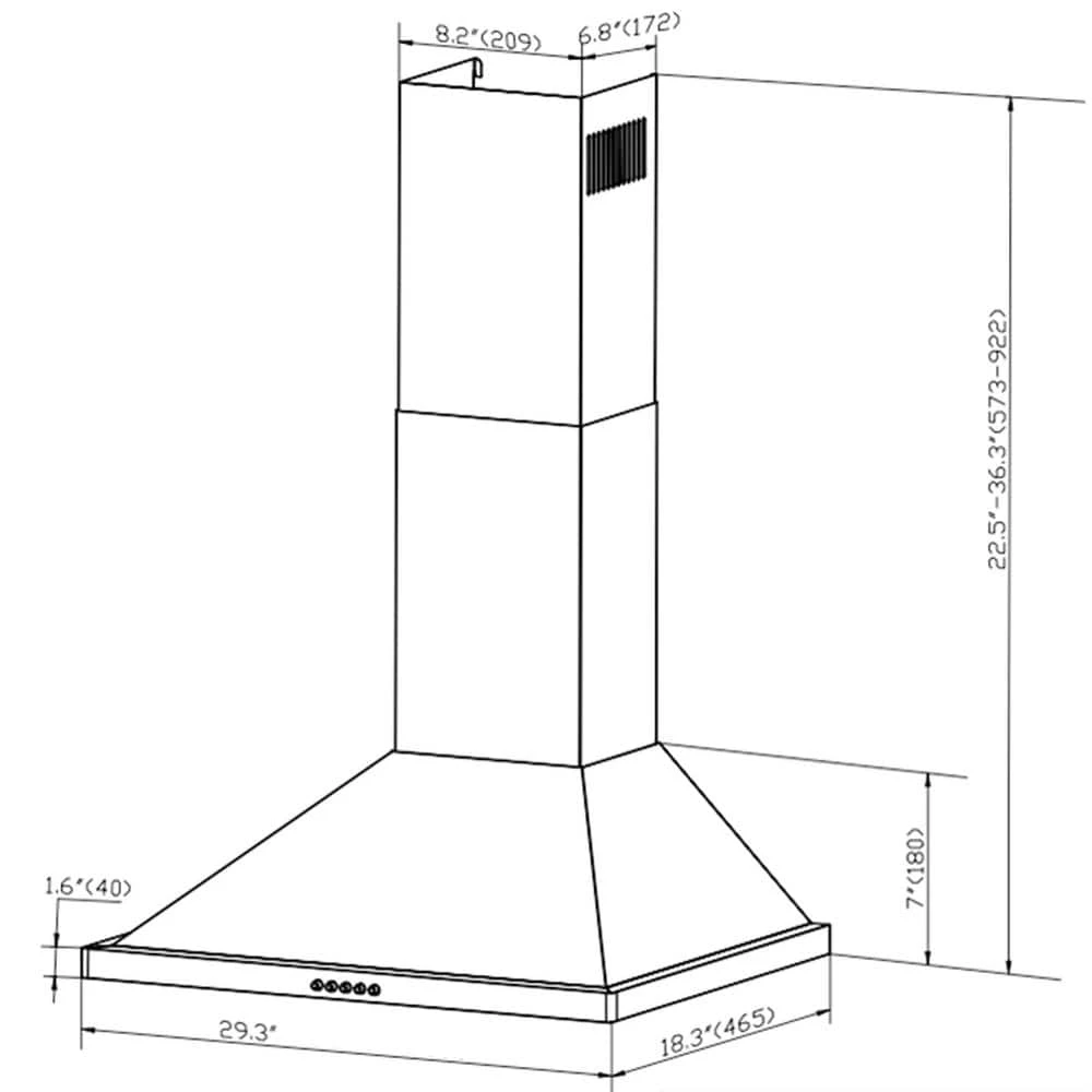 AKDY 30 in. Convertible Kitchen Wall Mount Range Hood in Stainless Steel with LEDs, Touch Control and Carbon Filters - Image 7