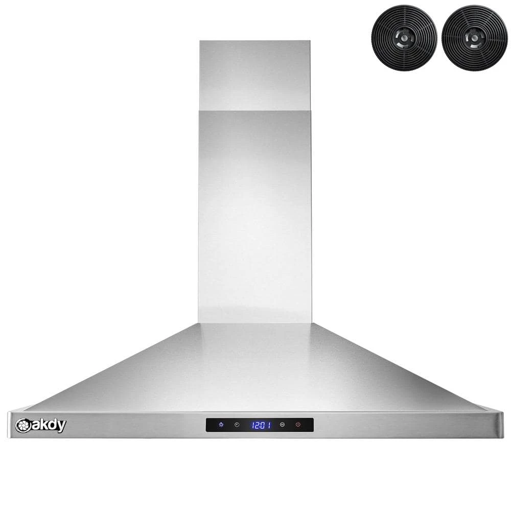 AKDY 30 in. Convertible Kitchen Wall Mount Range Hood in Stainless Steel with LEDs, Touch Control and Carbon Filters - Image 4