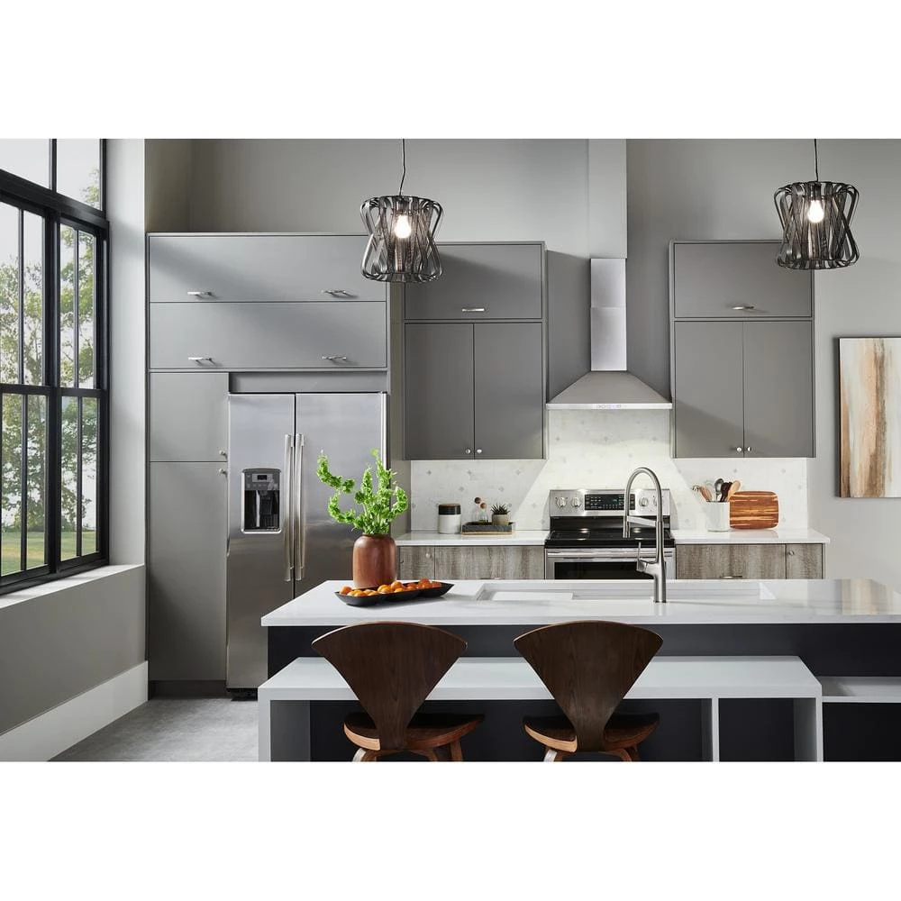 Broan-NuTone BWP2 30 in. 450 Max Blower CFM Convertible Wall-Mount Pyramidal Chimney Range Hood with Light in Stainless Steel - Image 2