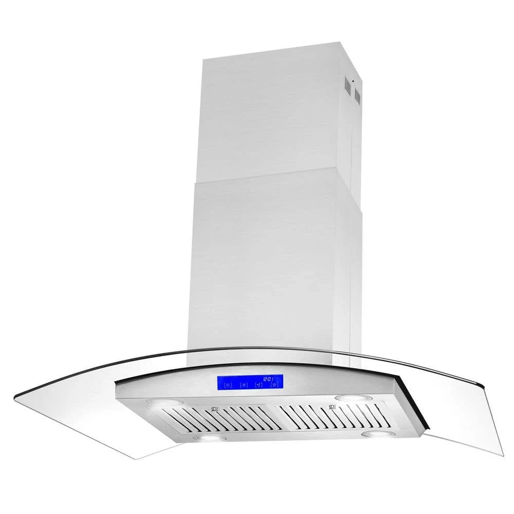 Cosmo 36 in. Ductless Island Range Hood in Stainless Steel with LED Lighting and Carbon Filter Kit for Recirculating - Image 8