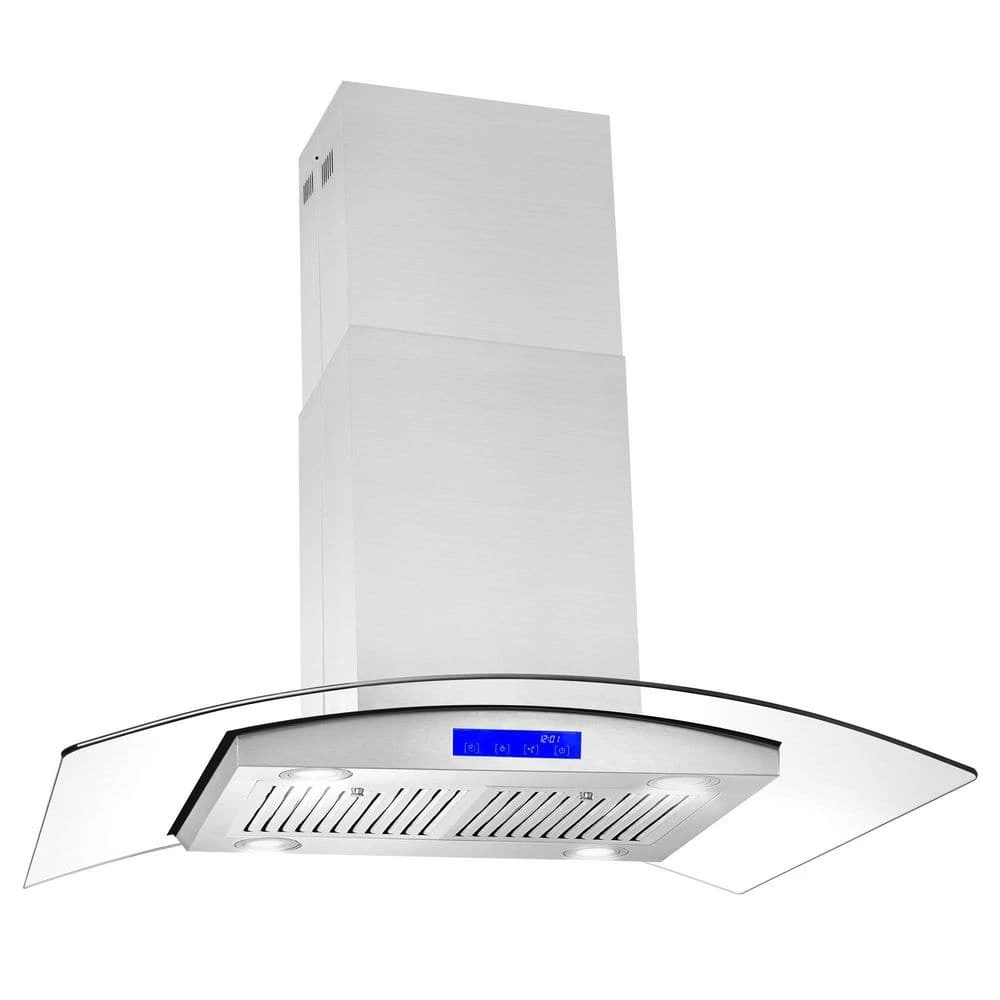 Cosmo 36 in. Ductless Island Range Hood in Stainless Steel with LED Lighting and Carbon Filter Kit for Recirculating - Image 7