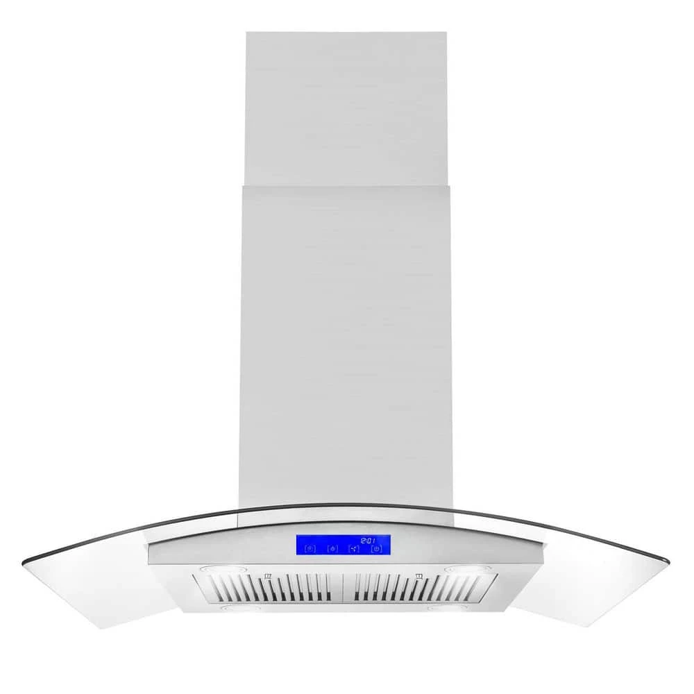 Cosmo 36 in. Ductless Island Range Hood in Stainless Steel with LED Lighting and Carbon Filter Kit for Recirculating - Image 6