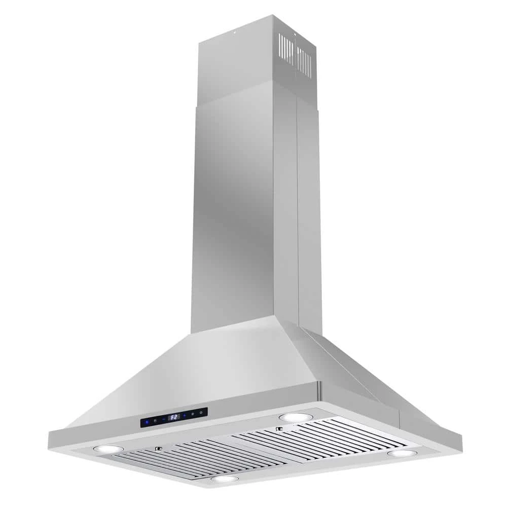 Cosmo 30 in. 380 CFM Ducted Island Range Hood with LED Lighting in Stainless Steel - Image 3