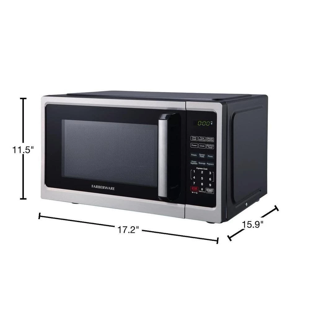 Farberware 0.9 cu. ft. 900-Watt Countertop Microwave Oven in Stainless Steel - Image 2