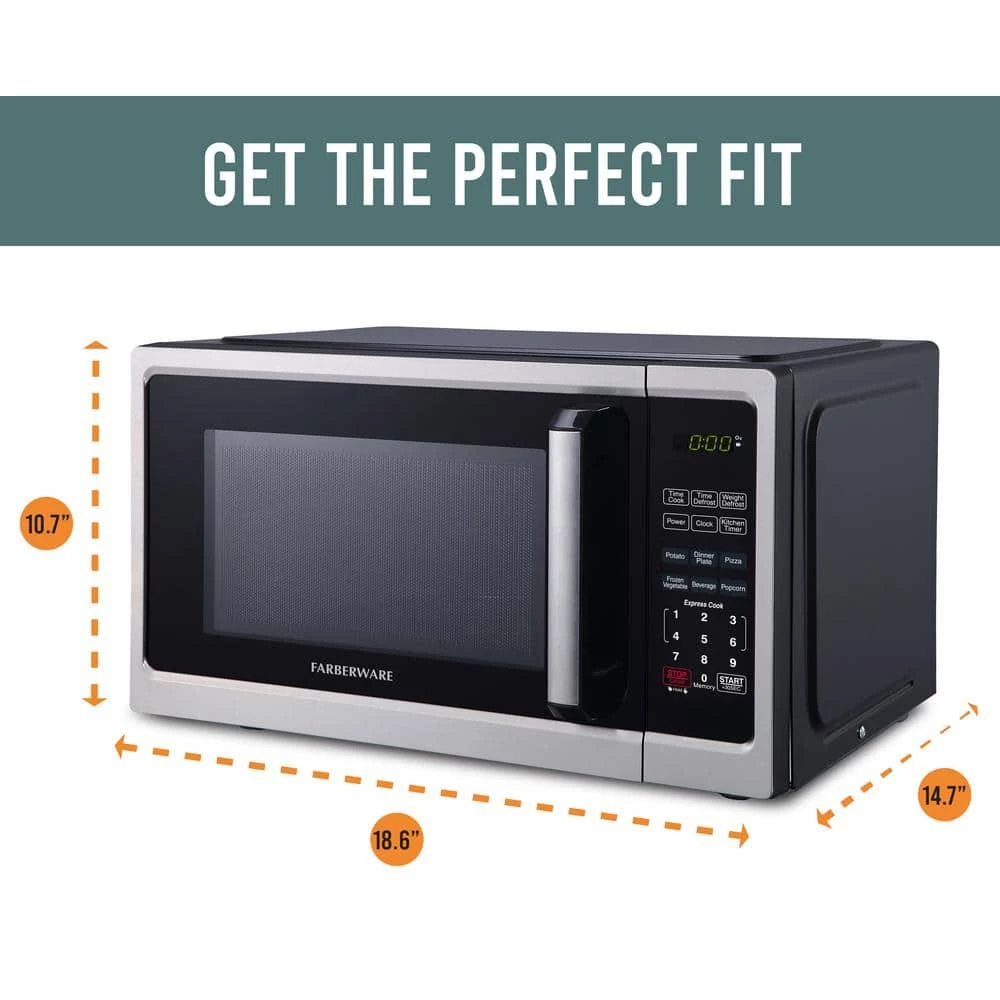 Farberware 0.9 cu. ft. 900-Watt Countertop Microwave Oven in Stainless Steel - Image 4