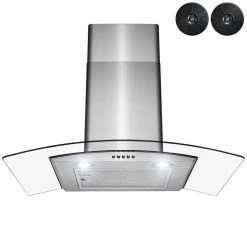 Golden Vantage 30 in. Convertible Wall Mount Range Hood with LEDs, Push Control and Carbon Filters in Stainless Steel