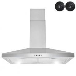 Golden Vantage 30 in. 217 CFM Convertible Kitchen Wall Mount Range Hood in Stainless Steel with Push Control, LEDs and Carbon Filters