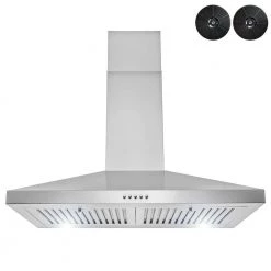 Golden Vantage 30 in. 217 CFM Convertible Kitchen Wall Mount Range Hood in Stainless Steel with Push Panel, LEDs and Carbon Filters