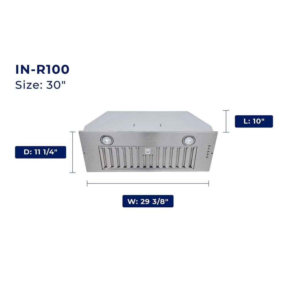 HAUSLANE 30 in. Convertible Insert Range Hood with Changeable LED Powerful Suction Baffle Filter in Stainless Steel - Image 9