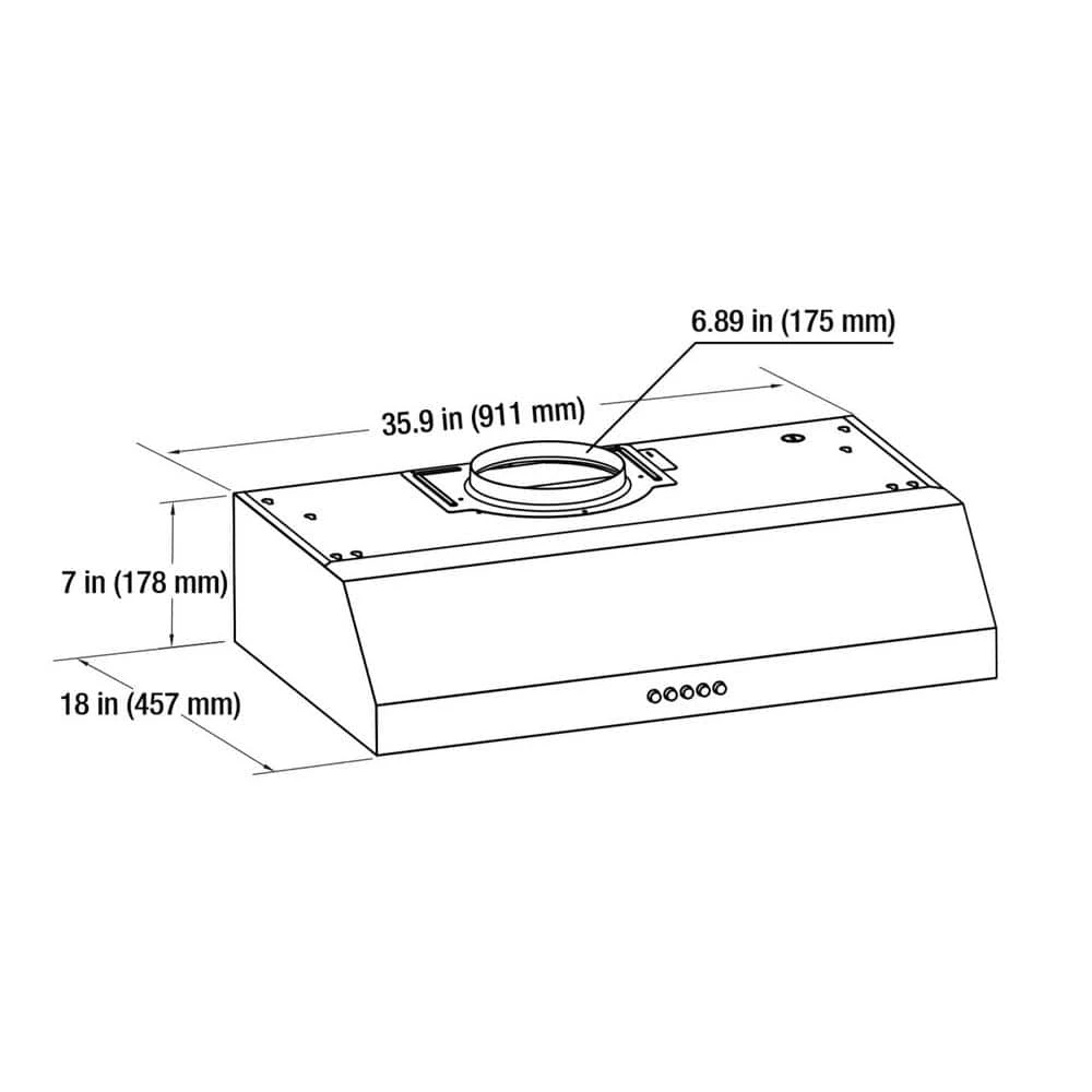 Vissani 36 in. W Under Cabinet Range Hood in Stainless Steel - Image 7