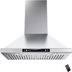 IKTCH 36 in. 900 CFM Ducted Wall Mount Range Hood in Stainless Steel with LED Light