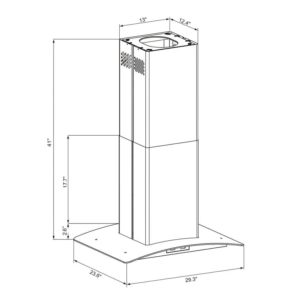 Winflo 30 in. Convertible Island Mount Range Hood in Stainless Steel and Glass with Mesh Filter and Stainless Steel Panel - Image 4