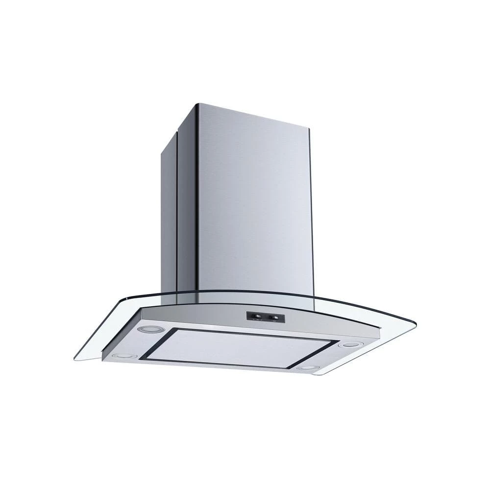 Winflo 30 in. Convertible Island Mount Range Hood in Stainless Steel and Glass with Mesh Filter and Stainless Steel Panel - Image 2