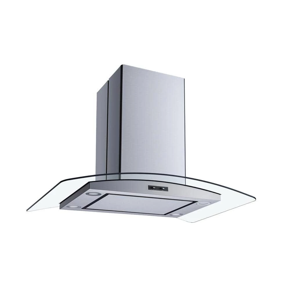 Winflo 36 in. Convertible Island Mount Range Hood in Stainless Steel and Glass with Mesh Filters and Stainless Steel Panel - Image 2