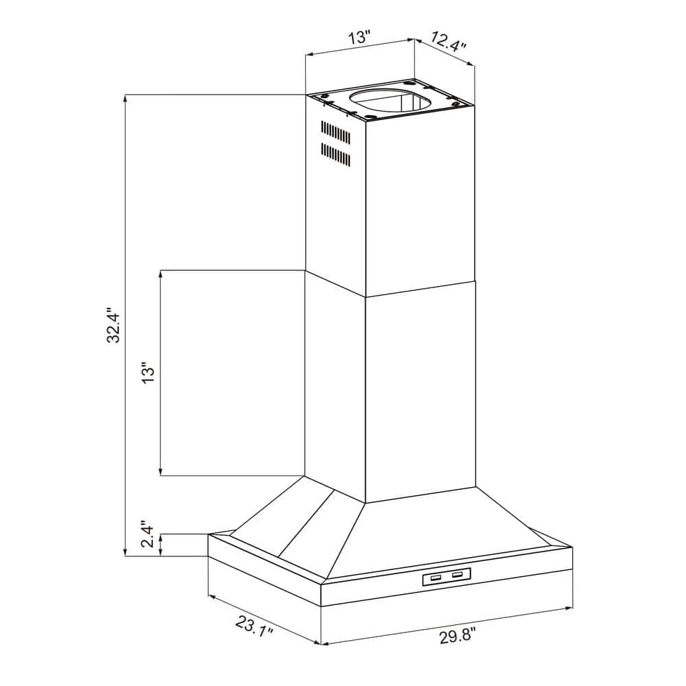 Winflo 30 in. Convertible Island Mount Range Hood in Stainless Steel with Baffle Filters - Image 4