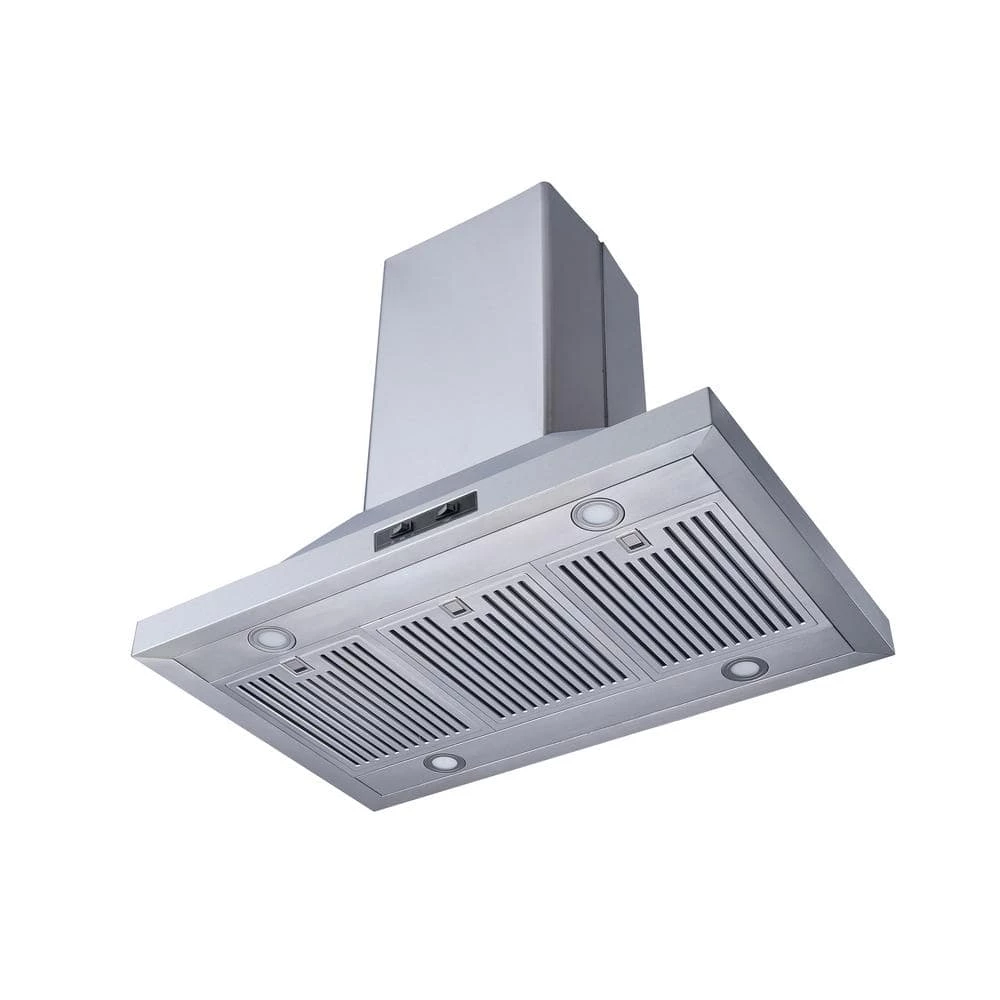 Winflo 36 in. Convertible Island Mount Range Hood in Stainless Steel with Stainless Steel Baffle Filters and LED Lights - Image 3