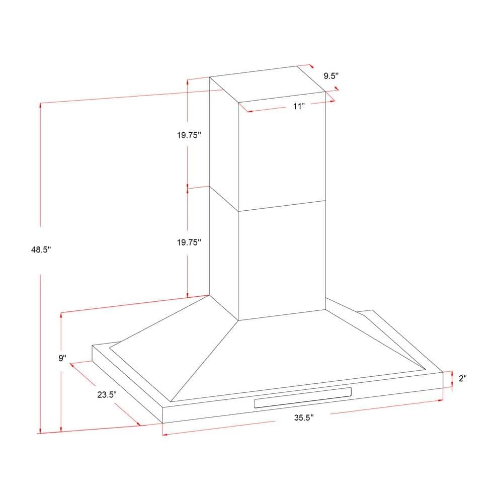 AKDY 36 in. Convertible Island Mount in Embossed Copper Vine Design Kitchen Range Hood with Lights - Image 11