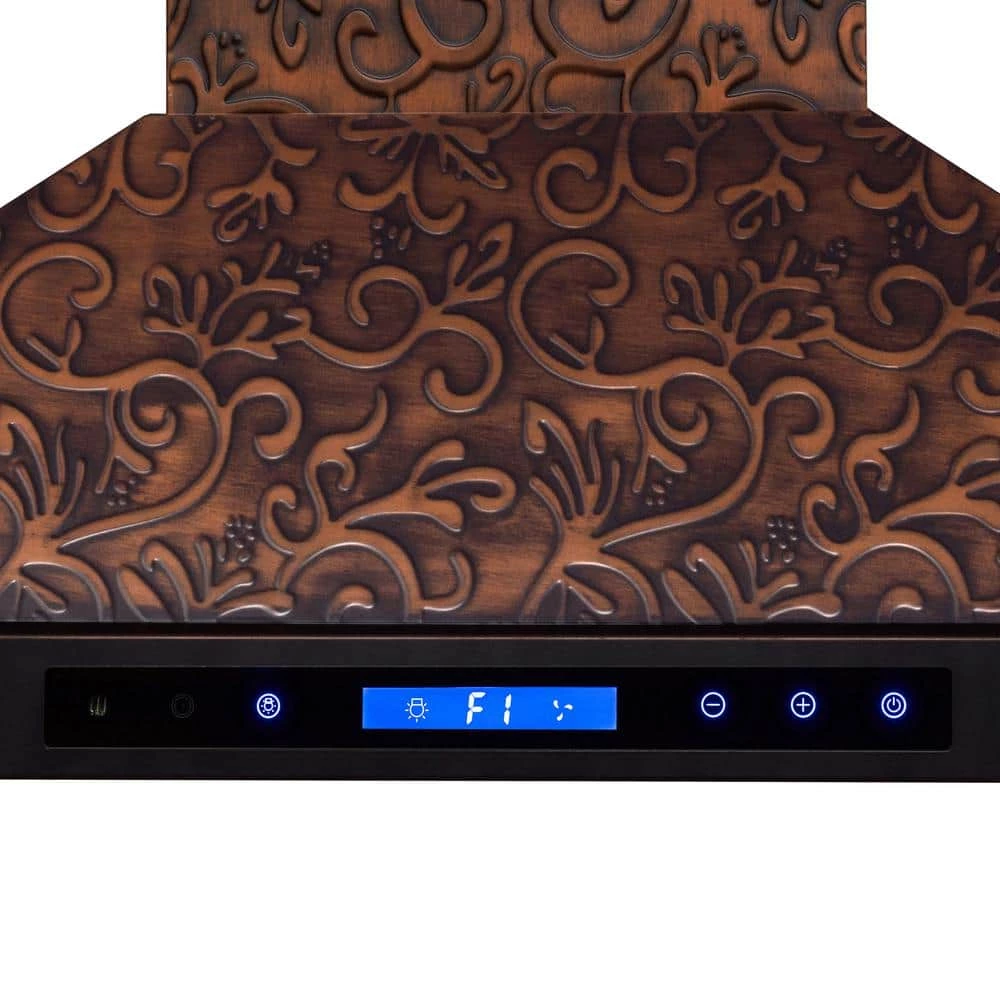 AKDY 36 in. Convertible Island Mount in Embossed Copper Vine Design Kitchen Range Hood with Lights - Image 8